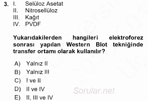 Veteriner Laboratuvar Teknikleri ve Prensipleri 2016 - 2017 3 Ders Sınavı 3.Soru