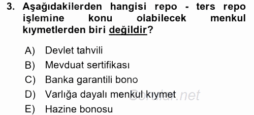 Bankaların Yönetimi Ve Denetimi 2016 - 2017 Dönem Sonu Sınavı 3.Soru