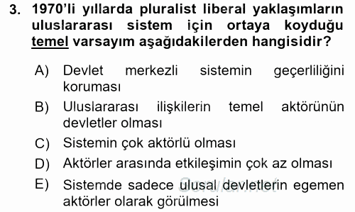 Uluslararası İlişkiler Kuramları 2 2015 - 2016 Tek Ders Sınavı 3.Soru