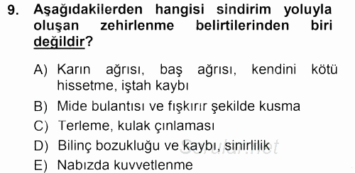 Temel İlk Yardım Bilgisi 2012 - 2013 Dönem Sonu Sınavı 9.Soru