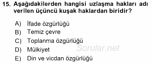 Uluslararası Politika 2 2015 - 2016 Dönem Sonu Sınavı 15.Soru