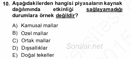 Kamu Maliyesi 2014 - 2015 Ara Sınavı 10.Soru