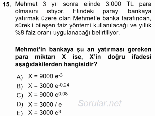 Matematiksel İktisat 2015 - 2016 Ara Sınavı 15.Soru