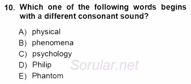 Dilbilim 1 2012 - 2013 Ara Sınavı 10.Soru