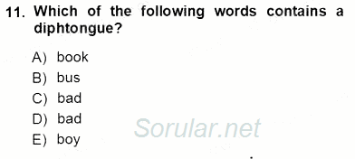 Dilbilim 1 2012 - 2013 Ara Sınavı 11.Soru
