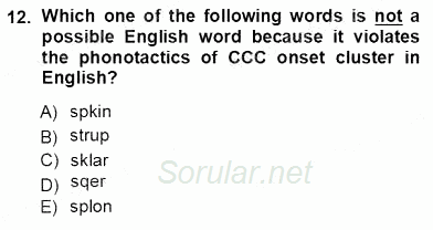 Dilbilim 1 2012 - 2013 Ara Sınavı 12.Soru