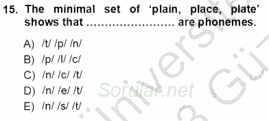 Dilbilim 1 2012 - 2013 Ara Sınavı 15.Soru
