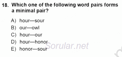 Dilbilim 1 2012 - 2013 Ara Sınavı 18.Soru