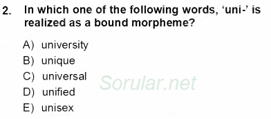 Dilbilim 1 2012 - 2013 Ara Sınavı 2.Soru