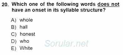 Dilbilim 1 2012 - 2013 Ara Sınavı 20.Soru