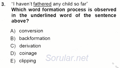 Dilbilim 1 2012 - 2013 Ara Sınavı 3.Soru