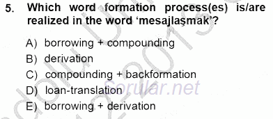 Dilbilim 1 2012 - 2013 Ara Sınavı 5.Soru