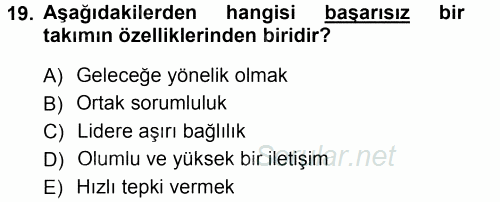 Yönetici Asistanlığı 2012 - 2013 Ara Sınavı 19.Soru