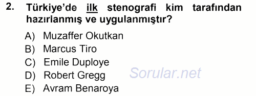 Yönetici Asistanlığı 2012 - 2013 Ara Sınavı 2.Soru