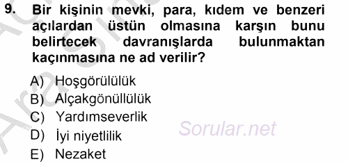 Yönetici Asistanlığı 2012 - 2013 Ara Sınavı 9.Soru