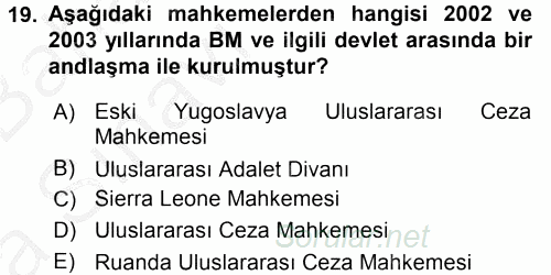 Uluslararası Hukuk 2 2016 - 2017 Ara Sınavı 19.Soru