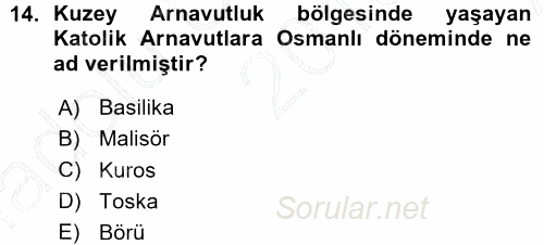 Osmanlı Tarihi (1876–1918) 2015 - 2016 Ara Sınavı 14.Soru