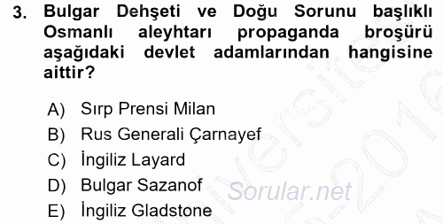 Osmanlı Tarihi (1876–1918) 2015 - 2016 Ara Sınavı 3.Soru