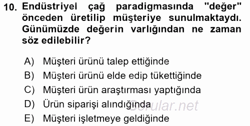 Hizmet Tasarımı 2017 - 2018 Dönem Sonu Sınavı 10.Soru