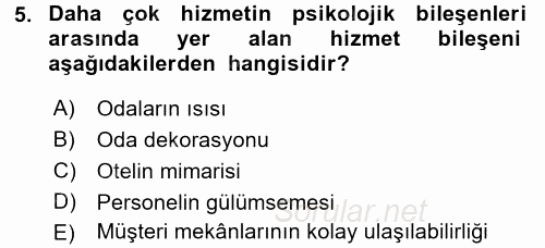 Hizmet Tasarımı 2017 - 2018 Dönem Sonu Sınavı 5.Soru