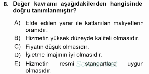 Hizmet Tasarımı 2017 - 2018 Dönem Sonu Sınavı 8.Soru