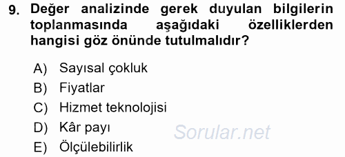 Hizmet Tasarımı 2017 - 2018 Dönem Sonu Sınavı 9.Soru