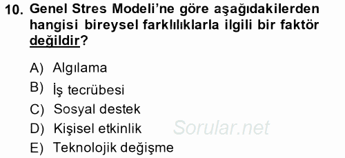 Örgütsel Davranış 2013 - 2014 Dönem Sonu Sınavı 10.Soru