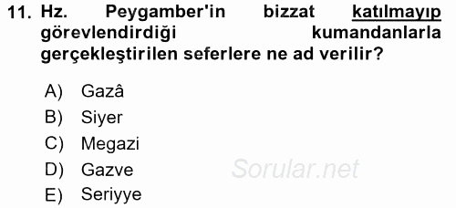 İslam Tarihi ve Medeniyeti 2 2017 - 2018 Dönem Sonu Sınavı 11.Soru