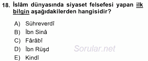 İslam Tarihi ve Medeniyeti 2 2017 - 2018 Dönem Sonu Sınavı 18.Soru