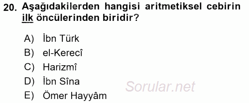 İslam Tarihi ve Medeniyeti 2 2017 - 2018 Dönem Sonu Sınavı 20.Soru