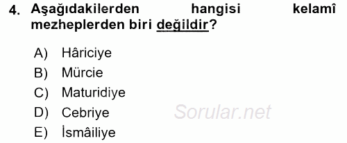 İslam Tarihi ve Medeniyeti 2 2017 - 2018 Dönem Sonu Sınavı 4.Soru