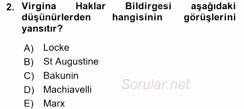 İnsan Hakları Ve Kamu Özgürlükleri 2015 - 2016 Ara Sınavı 2.Soru