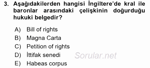 İnsan Hakları Ve Kamu Özgürlükleri 2015 - 2016 Ara Sınavı 3.Soru