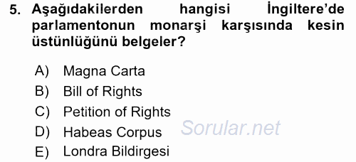 İnsan Hakları Ve Kamu Özgürlükleri 2015 - 2016 Ara Sınavı 5.Soru