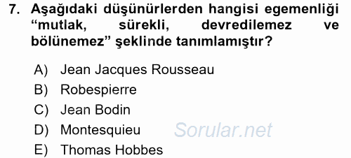 İnsan Hakları Ve Kamu Özgürlükleri 2015 - 2016 Ara Sınavı 7.Soru