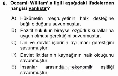 İnsan Hakları Ve Kamu Özgürlükleri 2015 - 2016 Ara Sınavı 8.Soru
