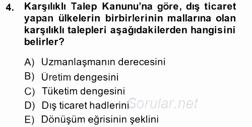 Uluslararası İktisat 2013 - 2014 Ara Sınavı 4.Soru