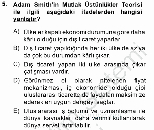 Uluslararası İktisat 2013 - 2014 Ara Sınavı 5.Soru
