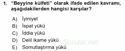 Hukuk Dili Ve Adli Yazışmalar 2016 - 2017 Dönem Sonu Sınavı 1.Soru