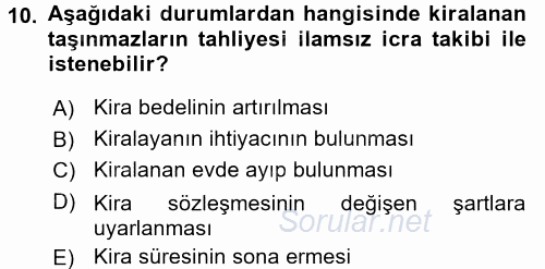 Hukuk Dili Ve Adli Yazışmalar 2016 - 2017 Dönem Sonu Sınavı 10.Soru