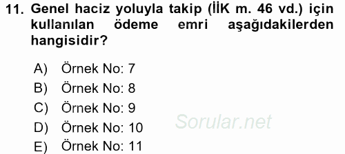 Hukuk Dili Ve Adli Yazışmalar 2016 - 2017 Dönem Sonu Sınavı 11.Soru