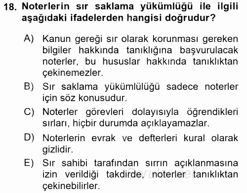 Hukuk Dili Ve Adli Yazışmalar 2016 - 2017 Dönem Sonu Sınavı 18.Soru