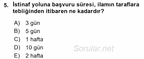 Hukuk Dili Ve Adli Yazışmalar 2016 - 2017 Dönem Sonu Sınavı 5.Soru