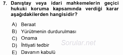 Hukuk Dili Ve Adli Yazışmalar 2016 - 2017 Dönem Sonu Sınavı 7.Soru