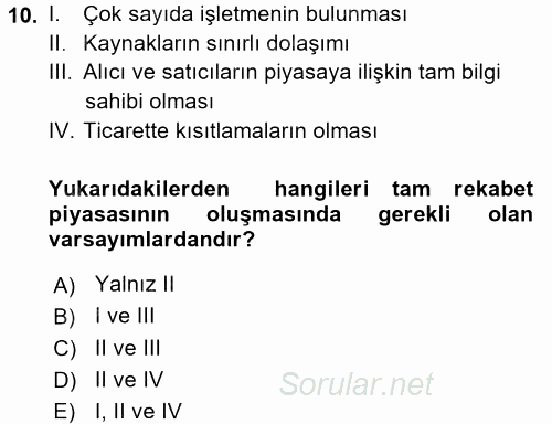 Pazarlama Yönetimi 2017 - 2018 3 Ders Sınavı 10.Soru