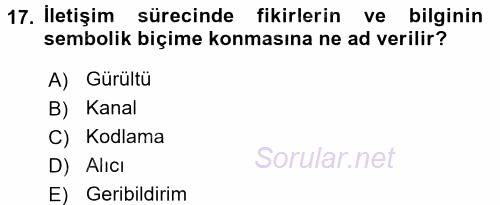 Pazarlama Yönetimi 2017 - 2018 3 Ders Sınavı 17.Soru