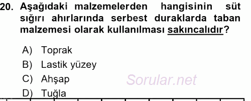 Tarımsal Yapılar ve Sulama 2015 - 2016 Ara Sınavı 20.Soru