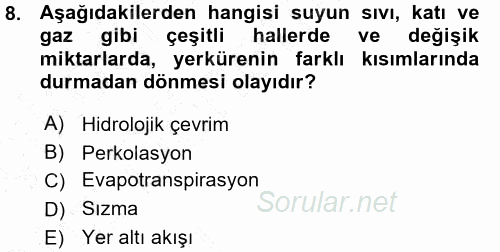 Tarımsal Yapılar ve Sulama 2015 - 2016 Ara Sınavı 8.Soru