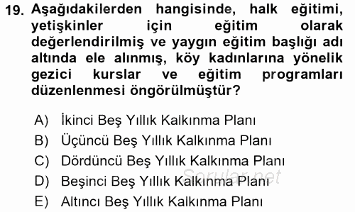 Türk Eğitim Tarihi 2015 - 2016 Dönem Sonu Sınavı 19.Soru