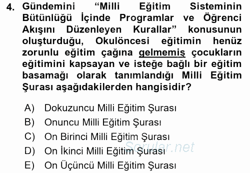Türk Eğitim Tarihi 2015 - 2016 Dönem Sonu Sınavı 4.Soru